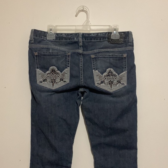 Y2K GUESS Studded Jeans Distressed Straight Leg Iconic 2000s Style Sz 31 - Picture 5 of 10